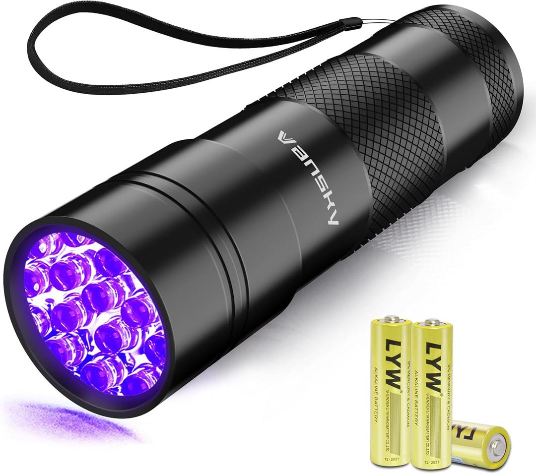 Black Light UV Flashlight,Vansky Blacklight 12 LED Urine Detector For Dog/Cat/Pet Urine & Dry Stains and Bed Bug On Carpets/Rugs/Floor,Matching with Pet Odor Eliminator