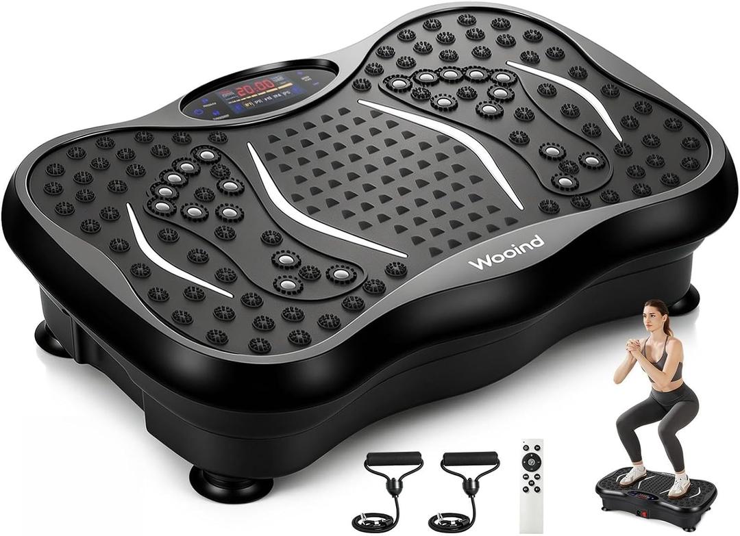 Vibration Plate Exercise Machine for Lymphatic Drainage, 120 Speeds
Bluetooth Speaker, 450 lbs Capacity, 40 dB Quiet Motor, Remote Control, Resistance Bands & Pull Ropes