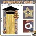 Graduation Door Decoration Class of 2026 Gold Graduation Backdrop Decoration for College High School with Tinsel Curtain Grad Arch Photo Background Porch Sign for College Party