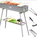 WILLBBQ Charcoal Grills Commercial Quality Portable Multiple Size Hibachi BBQ Lamb Skewer Folded Camping Barbecue Grill(31.6x7.1x5.1 inch With Accessories)