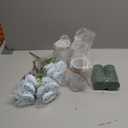 Domensi 3 Sets Wedding Floral Centerpiece for Table Decor, Artificial Peonies Silk Flowers Bouquet with Flower Foam and Metal Vase Faux Floral Arrangement for Bridal Shower Tea Party (Light Blue)