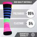Cycling Socks for Men and Women - Breathable Crew Running Socks -Sport Sock Made for your Daily Exercise and Workouts (Small, Gas Blue-fuchsia)