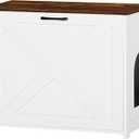 Dwanton Cat Litter Box Furniture Hidden, Cat Litter Box Enclosure, Reversible Entrance Can Be on Left or Right Side, Indoor Cabinet, Wooden Washroom, End Table, White and Rustic Brown, 27.6" L