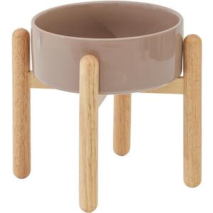 Havniva Ceramic 8.2inch Raised Dog Bowl with Stand for Large - Breed Dogs, Pet Food and Water Feeder(Single Bowl with Stand - Brown Coffee)