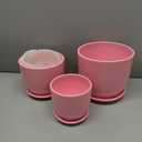 Pink Ceramic Flower Pots,Indoor Decorative Plant Pots Set of 3-4"+5"+6" Inch Small Glazed Succulent Planters with Drainage Hole,Modern Garden Pots with Saucer