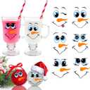 24 PCS Snowman Face Stickers for Christmas Ornaments, Cartoon Decals for Christmas Ball/Refrigerator/Water Bottles, DIY Vinyl Stickers for Home Xmas Party Decorations, 2 Styles