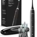 Aquasonic Black Series Ultra Whitening Toothbrush  ADA Accepted Electric Toothbrush- 8 Brush Heads & Travel Case  40,000 VPM Electric Motor & Wireless Charging - 4 Modes w Smart Timer
