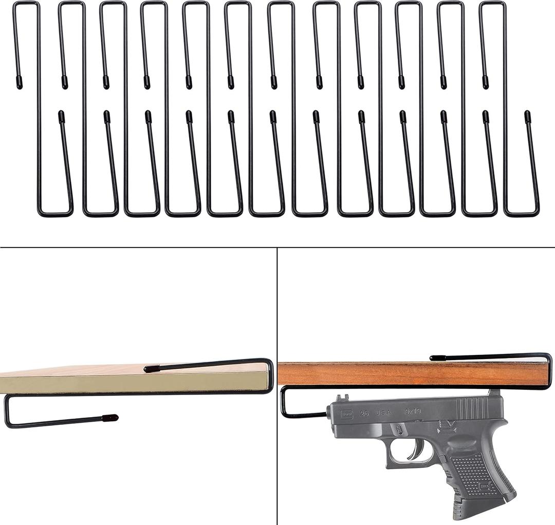 Adoreal 12 PCS Gun Rack, Pistol Rack for Gun Safe Shelf or Stack On Gun Cabinet, Gun Safe Accessory, Handgun Hanger Pistol Organizer for Display, Gifts for Hunters