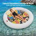 Sunikko X 73"x73" Inflatable Tanning Pool Floats Lounger Bed for Adults, Lucky Design XL Round Blow Up Pool Raft with Cup Holders, Pillow, 500lb, Sunbathing, Pool, Beach, Lake, Backyard Party (White)