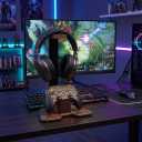 Gaming Headset and Controller Stand - Walnut Wood Headphone and Single Controller Stand, Wooden Headset Stand for Desk, Controller Holder for Xbox, PS5, Switch Pro, PC Gaming Accessories