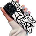 Love Heart Black and White Simple Graffiti Silicone Case Compatible with iPhone Case (iPhone 16)