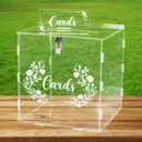 Hxezoc Wedding Card Box Acrylic Clear Card Boxes with Lock Box Money Box Holder for Wedding Reception Anniversary Birthday Graduation Decorations (10 x 10 x 10 Inch)