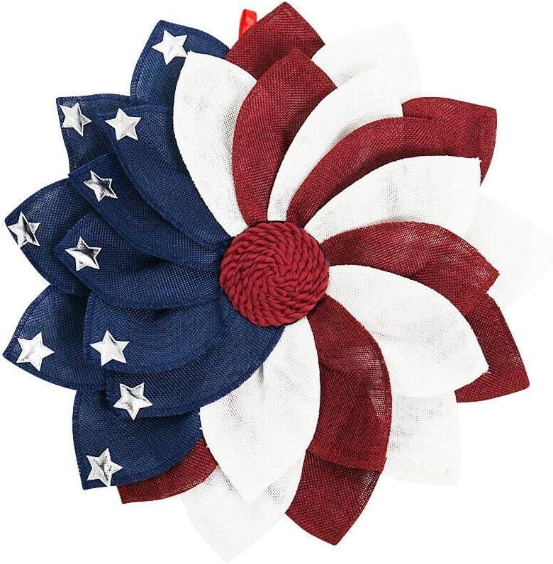 Eraspooky American Flag Wreaths Glory Patriotic USA July 4th Wreath Front Door Window Wall Decoration