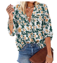 HOTOUCH Womens Button Down Shirts Long Sleeve Dress Shirts Casual V Neck Collared Tops Work Office Blouse with Pocket Size M