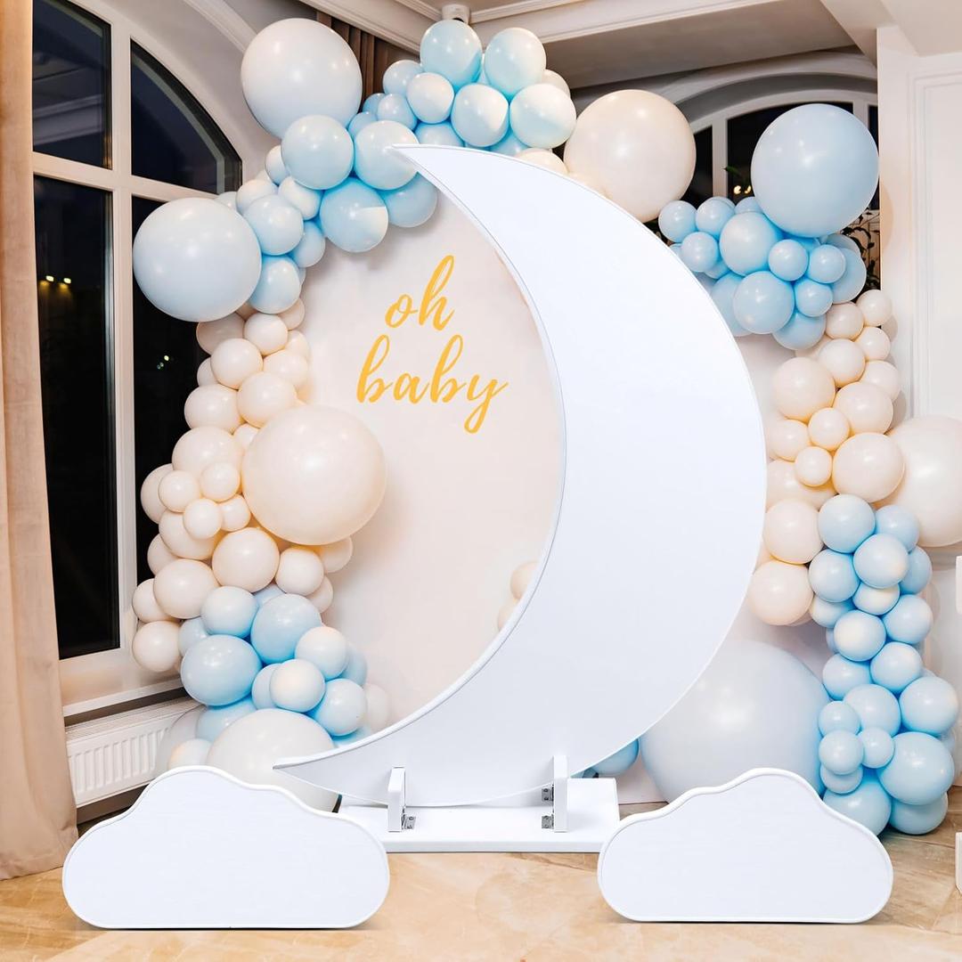 Yousoontic 3 Pcs Large Wooden Moon and Cloud Decorations White 36 Inches Moon Party Supplies 3D Boho Cloud Board Pre Cut Foam Board Decor for Engagement Wedding Birthday Party Backdrop Decor