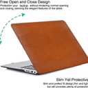DTangLsm for MacBook Air 13 inch Case 2026 2025 2024-2022 M5 A3449 M4 A3240 M3 A3113 M2 A2681, Crocodile Skin Alligator PU Leather Hard Cover for MacBook Air M5 13.6 inch Case + Keyboard Cover, Brown