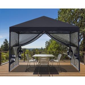 MASTERCANOPY Pop-Up Setup Outdoor Canopy with Netting Screen Walls (8x8, Black)