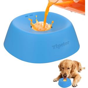Yipetor Slow Feeder Dog Bowls for Liquid Treat, Enrichment Ball-Roll Bone Broth Dog Lick Bowl, 3/4 Cup Yogurt Pup Lick Toy for Large Medium Small Breeds Dietary Supplement/Post-op Nutrition (blue)