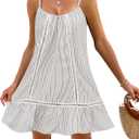 Blooming Jelly Womens Bathing Suit Cover Up Swim Beach Dresses Cover Ups Spaghetti Straps Swimsuit Coverups 2025 (Small, White Stripes)