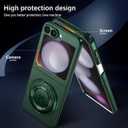 Magnetic Case for Samsung Galaxy Z Flip 6, [Compatible with MagSafe] Military Grade Shockproof Slim fit Samsung Z Flip 6 Phone Case with Magnetic Ring Kickstand, Green
