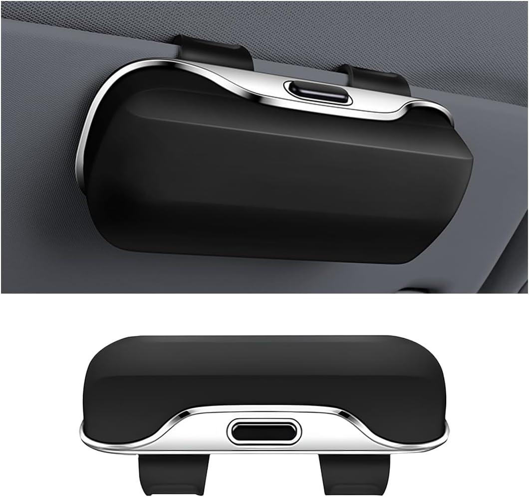 zipelo Sunglasses Holder for Car Sun Visor, Protective Automotive Eyeglasses Storage Case Hanger, Soft Vehicle Interior Glasses Organizer Box Accessories, Universal for SUV Sedan Truck (Black)