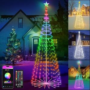 GMAULEE Smart Christmas Tree Cone Lights 8FT 340 LEDs, 16 Million Colors with Patterns & Text Display, App & Remote Control, Music Sync & Timer, Waterproof for Indoor Outdoor Christmas Decor (8FT)