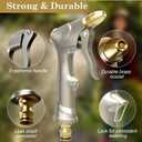 Compact Heavy Duty Metal Garden Hose Nozzle Portable Space-Saving Design with 4 High Pressure Spray Patterns Easy to Carry Handheld Hose Sprayer for Plants, Lawn, Car Wash & Pet Cleaning