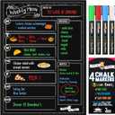 Magnetic Dry Erase Menu Board for Fridge Includes 6 Liquid Chalk Markers - Weekly Meal Planner Blackboard, Grocery List and Notepad for Kitchen Refrigerator - Chalkboard Magnet