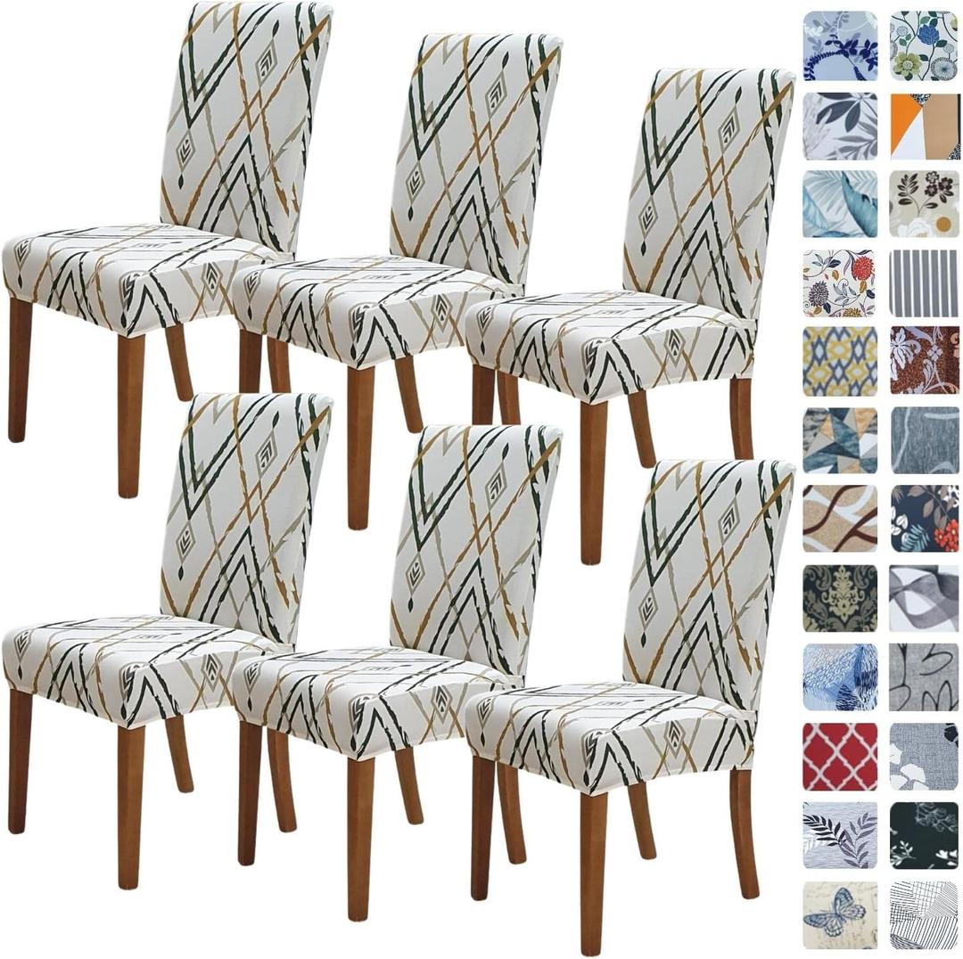 SPRINGRICO Chair Covers for Dining Room 6 Pack, Stretch Dining Chair Cover, Washable Spandex Kitchen Parsons Chair Slipcovers, Removable Seat Protector for Home or Party (6pack, Lucid Calm)