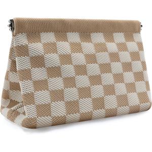 Small Makeup Bag for Purse,Cute Travel Makeup Pouch, Perfect Cosmetic & Toiletry Bag for Women, Lipstick Case & Brush Holder, Mini Vanity Organizer(LA_Light Brown-Beige)