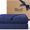 REST Evercool Cooling Comforter, King/Cali King, Blanket for Hot Sleepers, All Season Bedding to Keep Cool for Night Sweats, Breathable Lightweight Duvet, 106x90 Inches, Midnight Blue