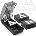 Fullicon Pill Cutter for Small or Large Pills, Pill Splitter with V-Shape Holder, Medicine Slicer with Sharp Blade,Tablet Splitter with Two Large Pill Organizers-Black