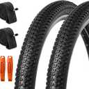 CALPALMY (2-Set) 18"/20"/24"/26" Mountain Bike Tire and Tube Kit, Folding MTB Tires and Inner Tubes with Schrader Valve, All-in-One Replacement Set for Commuter & Recreational Bikes