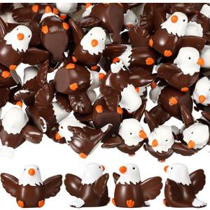 Soulchen 50 Pcs Mini Resin Bald Eagle 250th Anniversary Patriotic Bald Eagle Figurine Miniature Garden Decor for 4th of July Veterans' Day Office Home Cake Topper Decor Gift (Brown)
