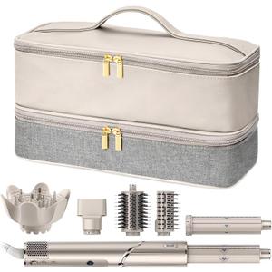 Double-Layer Hair Dryer Travel Case - Large Capacity Fits Shark FlexStyle/FlexFusion & Dyson Supersonic/Airwrap, Protective Organizer for Hair Tools & Attachments