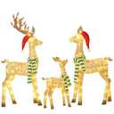 58 Inch 3D Gold Large Lighted Christmas Deer Decorations 3-Piece Outdoor Holiday Decorations Reindeer Set with 210 Warm White LEDs, Large Yard Display for Garden, Storefront