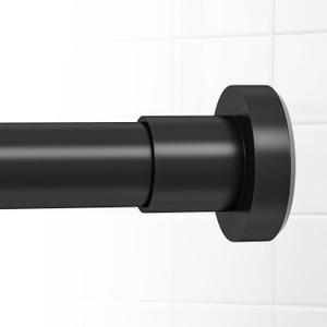 Shower Curtain Rod Spring Tension:Black Shower Rods for Bathroom 18 to 49 Inch,1 Inch Modern Heavy Duty Adjustable Tension Shower Curtain Rod No Drilling No-Slip Easy Install,Matte Black