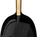 MR.SIGA Dustpan and Brush Set, Portable Cleaning Brush and Dustpan Combo with Bamboo Handle, Black, 1 Set