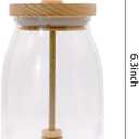 Honey Jar with Dipper and Lid Cover Crystal Beehive Glass Honey Pot for Home Kitchen, Clear Gorgeous Bee Decor, 17 Oz