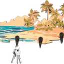 2 x Beach Style Wooden Key Holder for Wall - Small Compact Key Rack Wall Mount with Hooks, Wood Entryway Wall Decor for Home Keys, Car Keys & Dog Leash