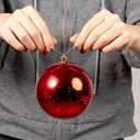 XmasExp Large Christmas Ball Ornaments,1pcs Red Giant Shatterproof Plastic Hanging Mercury Xmas Ball Decorations Christmas Tree Ornaments (Red, 8")