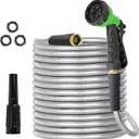 TVKB Metal Garden Hose Stainless Steel Metal water Hose Super Tough & Flexible Water pipe Lightweight, Crush Resistant Aluminum Fittings, Kink & Tangle Free, Rust Proof (50FT)