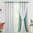 Hiasan Light Sage Green Blackout Curtains for Bedroom, Mix & Match Double Layer Thermal Insulated Privacy Grommet Window Curtains for Living Room,2 Drape Panels with Tiebacks,52W X 96L