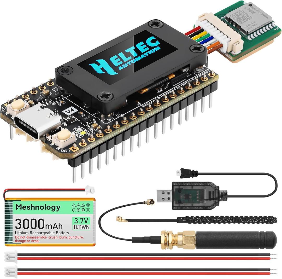 ESP32 LoRa V4 Development Board + L76 GNSS Module + 3000mAh Battery, Upgraded ESP32-S3 SX1262 LoRa WiFi Bluetooth 2MB PSRAM 16MB Flash 915MHz Antenna OLED Support GPS Solar Meshtastic IoT