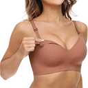 Momcozy Nursing Bras for Breastfeeding, YN21 Seamless Ultra Comfort Maternity Bra, Natural Shape, Pregnancy Sleep Bralette (XX-Large, Shallow Brown)