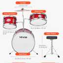 VEVOR Kids Drum Set, 3-Piece 14 in Junior Drum Sets, Beginner Drums Set with Adjustable Throne, Cymbal & Two Pairs of Drumsticks, Musical Learning Drums Instruments Kit, for Children Ages 6-13 (Red)