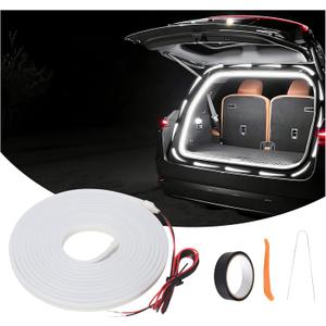 Car LED Strip Lights, Dynamic Flowing Car Trunk Light Strip, 157.48" Flexible Trunk Led Light Strip, Easy Install, Waterproof, Suitable for Cars, SUVs(White),Not Compatible with Ford and VW