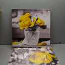 Canvas Wall Art - Bedroom, Kitchen, Living Room, Girls Room Decor - Black And White Wall Pictures - Yellow Rose Flowers - 3 Piece Set