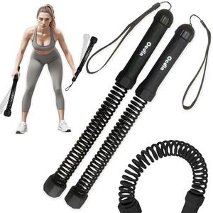 Ocdin Portable Ropeless Battle Ropes for Home Gym, 2 Sticks Cordless Training Rope for Low-Impact Cardio Training (Black)