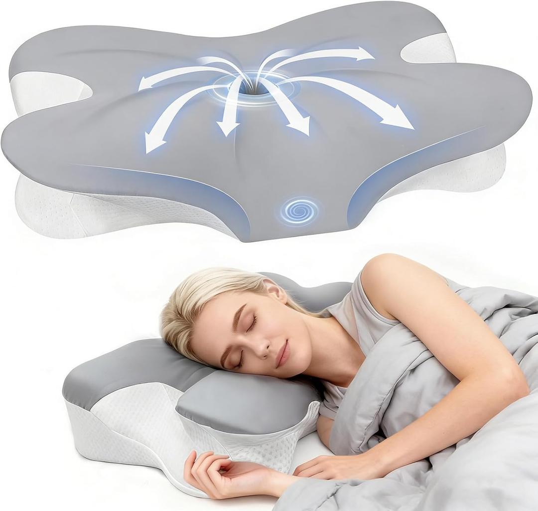 Cervical Neck Pillow for Pain Relief, Ergonomic Contour Memory Foam Pillow with Breathable Pillowcase, Neck Support Pillow for Side, Back, Stomach Sleepers